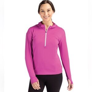 Cutter & Buck Daybreak 1/2 Zip Hooded Jacket Gelato Pink size small NWT